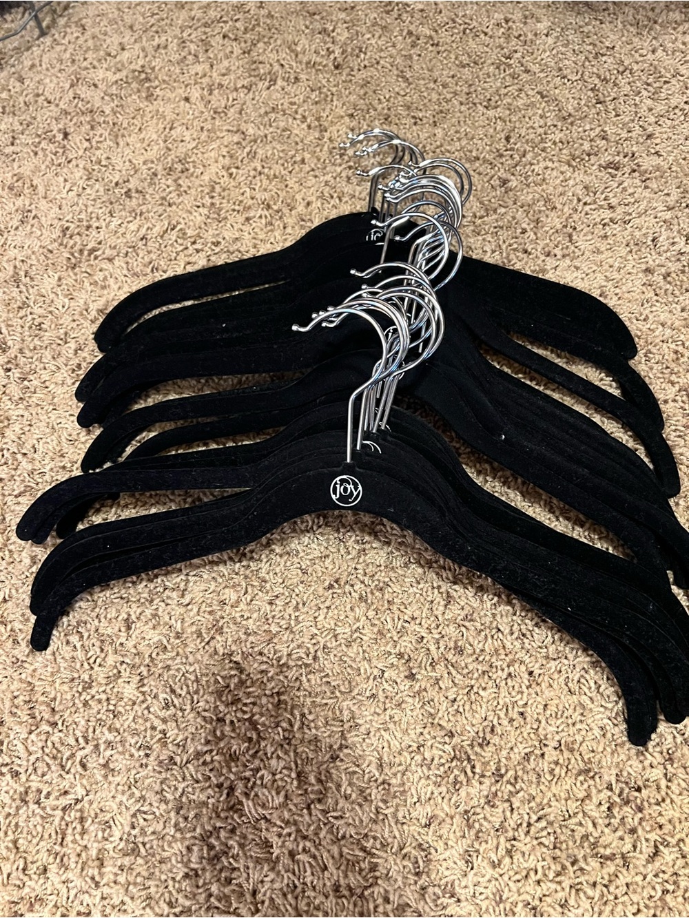 JOY Black Velvet Non-Slip Hangers - Set of 25